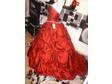 Red Silk Wedding Gown Crystals Stunning Size 10 Never Worn