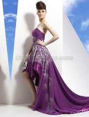 A-Line Sweet-Heart Tea Length Asymmetrical Tea Length Pleated Chiffon 