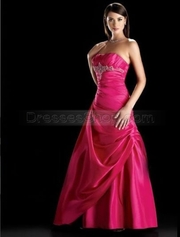 A-Line Asymmetrical Ankle Length Taffeta Applique Pleated Prom Dresses