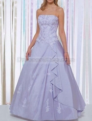 2011 A-Line Asymmetrical Applique Pleated Beading Taffeta Dress