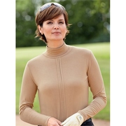 Green Lamb Pleated Roll Neck Ladies Golf Tops 