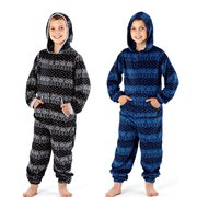 Boys Nightwear Tribal Print Long Sleeve Onesies With Hoody & Pockets