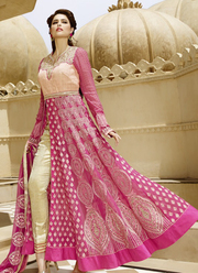 Online Pink Designer Floor Length Anarkali Salwar Kameez