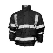 Buy High Vis Fleece Collar Black Bomber Jacket