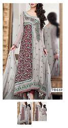 Grey/Mauve Crinkle Chiffon Suit - Buy Pakistani Dresses Online