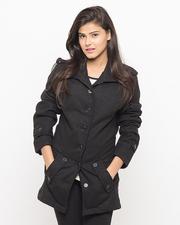 Black Wool Loop Style Coat For Women - Emo-LWB-25527