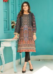  BLACK PRINTED & EMBELLISHED LAWN KURTA