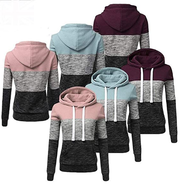 Bestwo Womens Long Sleeve Hoodie Sweatshirt Patchwork