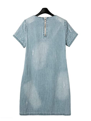 Short Sleeve Denim Jeans Dress Loose