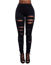 diffstyle Women's High WaistBoyfriend Jeans Skinny Distressed