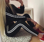 Women Tracksuit Set Long Sleeve Side Striped Full Tracksuit Sport Jogg