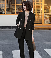 Fashion Slim Jacket Blazer Double Breasted Formal Notch Lapel Business