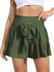 Shorts for Women Wide Leg Ruffles Bow A231209